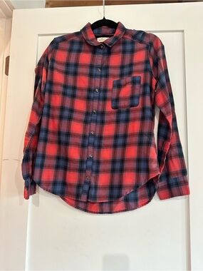 Hollister Red and Blue Plaid Button-Down Shirt